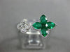 ESTATE 1.06CT DIAMOND & AAA EMERALD 18KT WHITE GOLD DOUBLE FLOWER FILIGREE RING