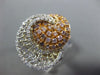 ESTATE LARGE .86CT WHITE & PINK DIAMOND 18K WHITE & ROSE GOLD OPEN FILIGREE RING