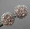 ESTATE LARGE 1.54CT WHITE & PINK DIAMOND 14KT WHITE & ROSE GOLD 3D HALO EARRINGS