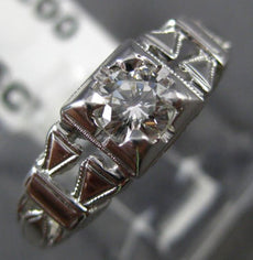ANTIQUE .35CT DIAMOND 18K WHITE GOLD CLASSIC OPEN FILIGREE ENGAGEMENT RING #9104