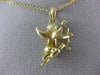 ESTATE .01CT DIAMOND 14KT YELLOW GOLD 3D HANDCRAFTED ANGEL LOVE FLOATING PENDANT