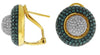 ESTATE 2.77CT WHITE & BLUE DIAMOND 14KT YELLOW GOLD DOME SHAPE CLIP ON EARRINGS