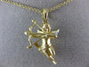 ESTATE .01CT DIAMOND 14KT YELLOW GOLD 3D HANDCRAFTED ANGEL LOVE FLOATING PENDANT