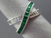 ESTATE WIDE .99CT DIAMOND & EMERALD 14KT GOLD INFINITY X LOVE CRISS CROSS RING