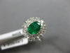 ANTIQUE 1.55CT DIAMOND & AAA EMERALD 14KT WHITE GOLD 3D DOUBLE HALO FLOWER RING