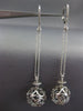 ESTATE LONG .32CT DIAMOND 14KT WHITE GOLD 3D FILIGREE HANGING LEVERBACK EARRINGS