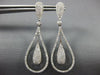 ESTATE LARGE 1.50CT DIAMOND 14K WHITE GOLD 3D TEAR DROP CLUSTER HANGING EARRINGS