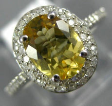 1.41CT DIAMOND & AAA YELLOW TOPAZ 14KT WHITE GOLD 3D OVAL HALO ENGAGEMENT RING