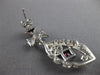 ESTATE LARGE 1.60CT DIAMOND & TOURMALINE 14KT WHITE GOLD FLOWER HANGING EARRINGS