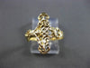 ESTATE 14KT YELLOW GOLD 3D HANDCRAFTED FILIGREE SIDE CROSS RING 17mm #24521