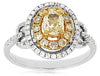 ESTATE WIDE 1.13CT WHITE & FANCY YELLOW DIAMOND 14KT 2 TONE GOLD ENGAGEMENT RING