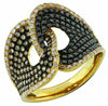 1.50CT WHITE BLACK & CHOCOLATE FANCY DIAMOND 14KT YELLOW GOLD 3D LOVE KNOT RING