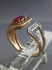 ESTATE WIDE .98CT ROUND DIAMOND & AAA RUBY 14KT ROSE GOLD 3D TAPER BELT FUN RING