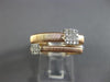 ESTATE WIDE .18CT DIAMOND 14K WHITE & ROSE GOLD 3D SQUARE MESH FLEXIBLE FUN RING