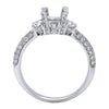 ESTATE LARGE .65CT DIAMOND 18KT WHITE GOLD THREE ROW SEMI MOUNT ENGAGEMENT RING