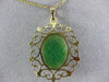 ANTIQUE WIDE AAA JADE 14KT YELLOW GOLD 3D FILIGREE HEART FLOATING PENDANT #24042