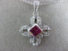 ANTIQUE .50CT DIAMOND & AAA RUBY 14KT WHITE GOLD FLOWER FILIGREE PENDANT #11718
