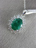 ESTATE LARGE 2.36CT DIAMOND & AAA EMERALD 18KT WHITE GOLD 3D OVAL HALO PENDANT
