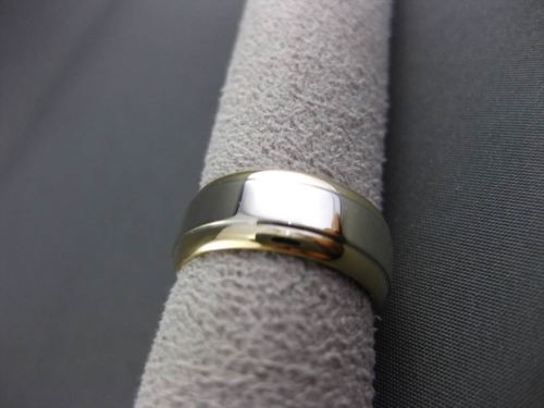 ESTATE EXTRA WIDE 14KT TWO TONE GOLD CLASSIC WEDDING ANNIVERSARY RING 7mm #23600