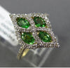 ESTATE 1.25CT DIAMOND & TSAVORITE 14K WHITE GOLD MULTI LEAF INFINITY FLOWER RING