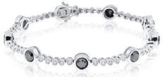 4.90CT WHITE & BLACK DIAMOND 18K WHITE GOLD 3D BEZEL CLASSIC TENNIS BRACELET