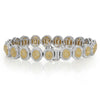 WIDE 7.73CT WHITE & FANCY YELLOW DIAMOND 18KT TWO TONE GOLD HALO TENNIS BRACELET