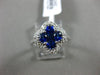 ESTATE 1.38CT DIAMOND & AAA SAPPHIRE 18KT WHITE GOLD 3D SQUARE FLOWER LOVE RING