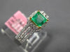 ESTATE .91CT DIAMOND & AAA EMERALD 18KT 2 TONE GOLD SQUARE HALO ENGAGEMENT RING