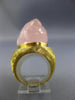 ANTIQUE MASSIVE 50.0CT AAA PINK QUARTZ 18K YELLOW GOLD 3D HANDCRAFTED LUCKY RING