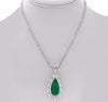 22.30CT DIAMOND & AAA EMERALD 18KT TWO TONE GOLD TEAR DROP HALO TENNIS NECKLACE