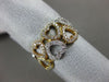 ESTATE WIDE .38CT DIAMOND 18KT TRI COLOR GOLD 3D OPEN DOUBLE ROW HEART LOVE RING