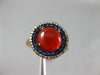 ANTIQUE .38CT DIAMOND SAPPHIRE & RED AGATE 14K ROSE GOLD 3D DOUBLE HALO FUN RING