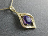 ESTATE .82CT DIAMOND & AAA AMETHYST 14K YELLOW GOLD 3D TEAR DROP LEAF PENDANT