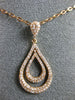 ESTATE .38CT ROUND DIAMOND 14KT ROSE GOLD 3D CLASSIC TEAR DROP FLOATING PENDANT
