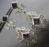 ESTATE LARGE 1.60CT DIAMOND & TOURMALINE 14KT WHITE GOLD FLOWER HANGING EARRINGS