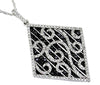 ESTATE 2.40CT WHITE & BLACK DIAMOND 14K WHITE GOLD SQUARE SWIRL FLOATING PENDANT