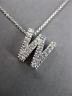 .38CT ROUND DIAMOND 14KT WHITE GOLD CLASSIC "W" INITIAL FLOATING PENDANT #18317