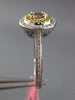 ESTATE GIA .43CT DIAMOND 18K TRI COLOR GOLD DOUBLE HALO FILIGREE ENGAGEMENT RING