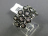 ESTATE LARGE 1.44CT DIAMOND 14KT WHITE & BLACK GOLD 3D MULTI ROW FLOWER RING