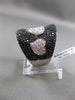 ESTATE MASSIVE 2.24CT WHITE BLACK DIAMOND 18K 2 TONE GOLD PAVE 3 HEART LOVE RING