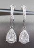 ESTATE .58CTW DIAMOND 14KT WHITE GOLD PAVE TEAR DROP OVAL HANGING EARRINGS