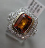 ESTATE 2.71CT DIAMOND & CITRINE 18KT WHITE GOLD 3D SQUARE BEZEL ENGAGEMENT RING