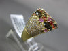 ESTATE LARGE 3.12CT DIAMOND & AAA MULTI GEM 14KT YELLOW GOLD 3D FLOWER FUN RING