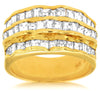 ESTATE WIDE 2.0CT DIAMOND 14KT YELLOW GOLD 3 ROW SEMI ETERNITY ANNIVERSARY RING