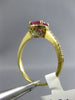 ESTATE 1.48CT DIAMOND & AAA RUBY 14KT YELLOW GOLD 3D ROUND HALO ENGAGEMENT RING