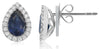 ESTATE 1.18CT DIAMOND & AAA SAPPHIRE 18K WHITE GOLD TEAR DROP HALO STUD EARRINGS