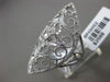 ESTATE .96CT DIAMOND 14KT WHITE GOLD 3D OPEN FILIGREE DOUBLE HEART COCKTAIL RING