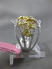 LARGE 2.45CT WHITE & FANCY YELLOW DIAMOND 18K 2 TONE GOLD FILIGREE FLOWER RING