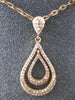 ESTATE .38CT ROUND DIAMOND 14KT ROSE GOLD 3D CLASSIC TEAR DROP FLOATING PENDANT