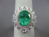 ESTATE LARGE 3.01CT DIAMOND & AAA EMERALD 18KT TWO TONE GOLD 3D FLOWER LOVE RING